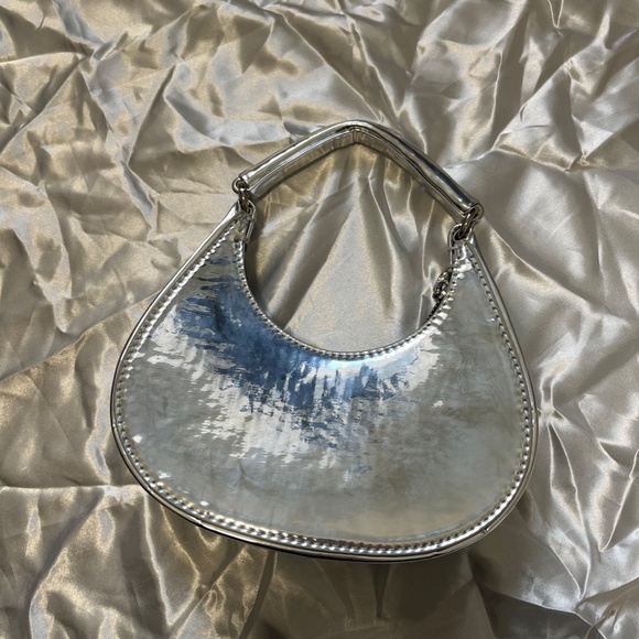 Silver Real Leather Handbag - Picture 2 of 3